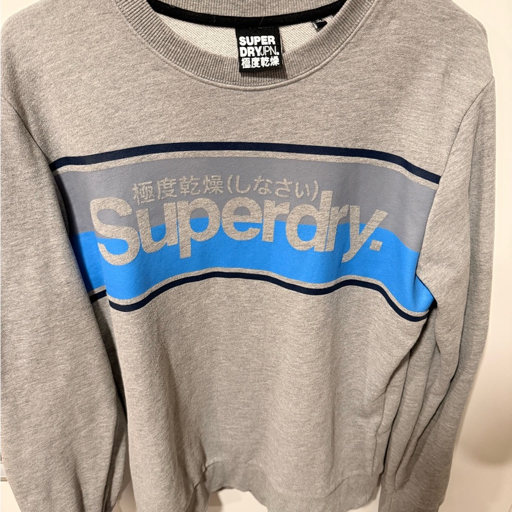 Superdry Men's Crewneck Sweater in Gray and Blue